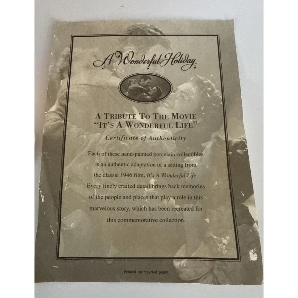 'It's a Wonderful Life' CERTIFIED Holiday Village 1997 -Bedford Falls House RARE